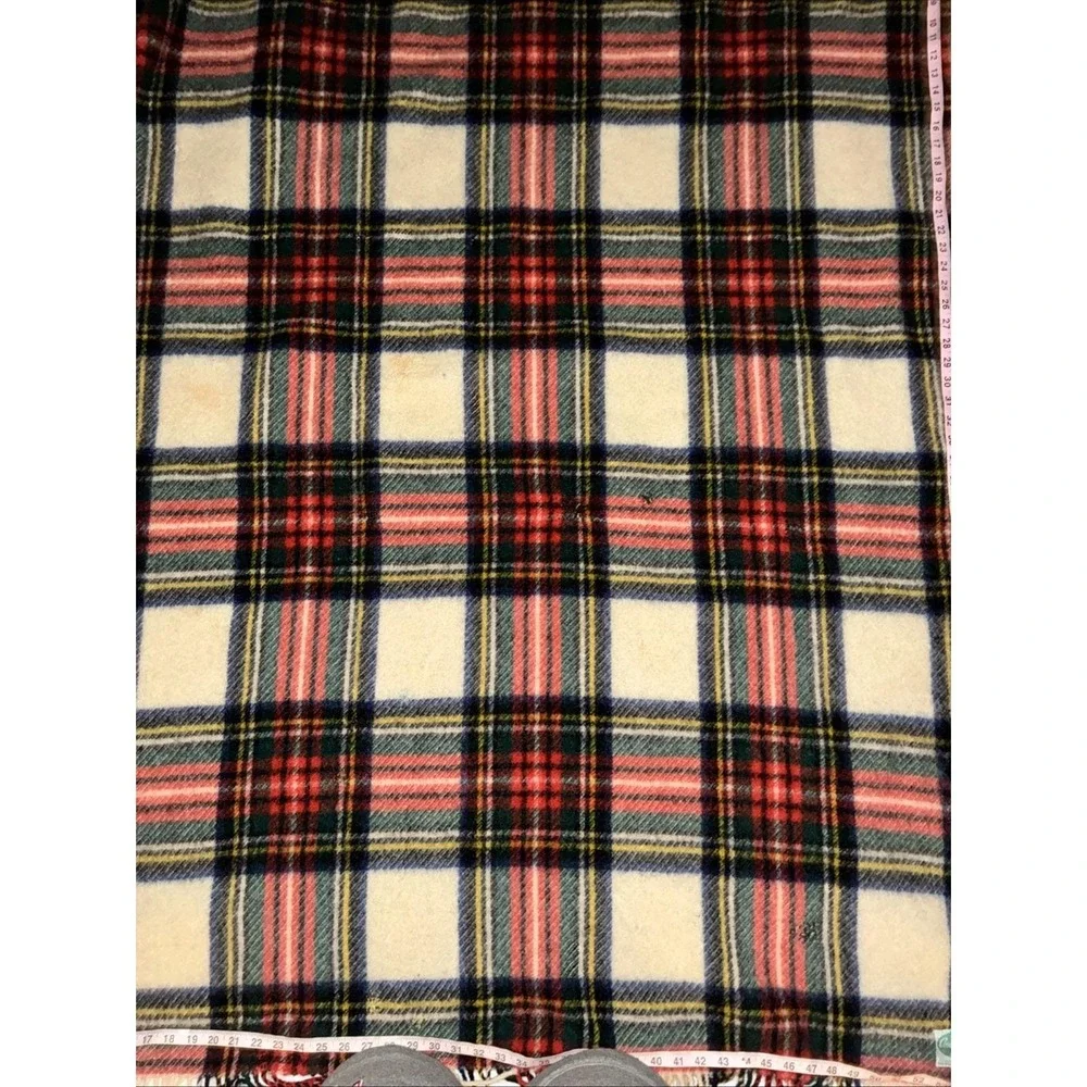 Connemara Foxford Rug Vintage 100% Wool Plaid Stadium Throw Blanket 63X56
